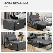 Folding Sleeper Chair Bed with Adjustable Backrest and Side Pockets for Lounge Use Charcoal Grey