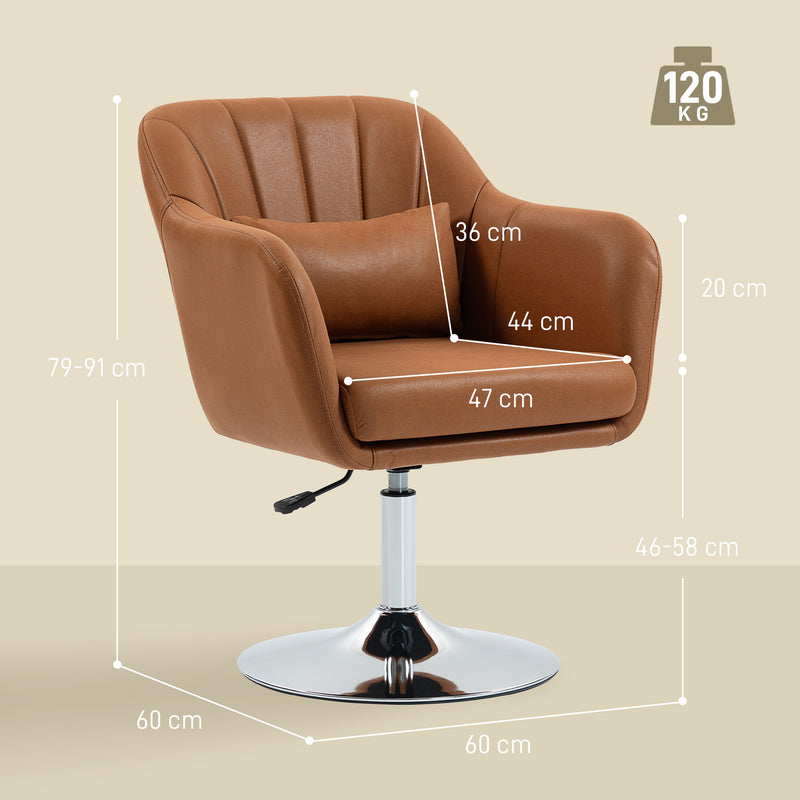 Swivel Lounge Chair with Adjustable Height and Padded Support for Home Comfort Brown