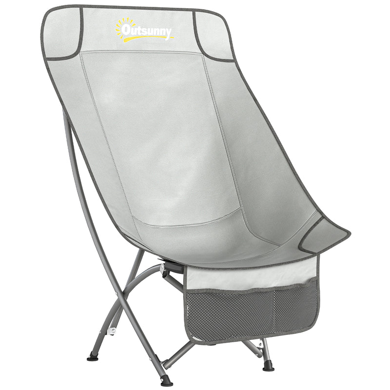 Folding Camping Moon Chair Quick Comfort No Assembly with Carry Bag Light Grey