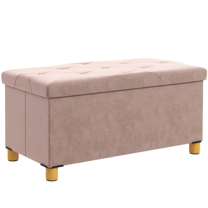 Velvet Storage Ottoman with Hidden Compartment and Foldable Design for Small Spaces