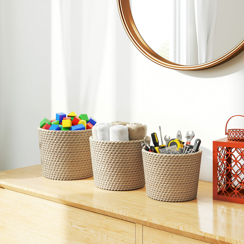 Seagrass Planter Set of 3 for Indoor or Outdoor Plants with Moisture Liners Natural AOSOM