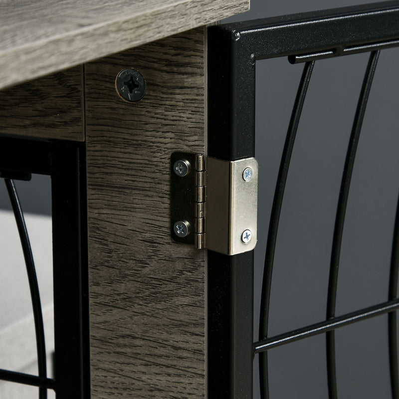 Indoor Dog Crate Furniture With Cushion and Lockable Door for Medium Dogs Grey