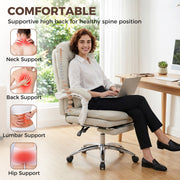 Ergonomic Office Chair With Reclining Backrest and Lumbar Support for Home Working Khaki Homcom