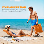 Folding Beach Chairs Set of 2 with Adjustable Backrest and Carry Bag, Orange Outsunny