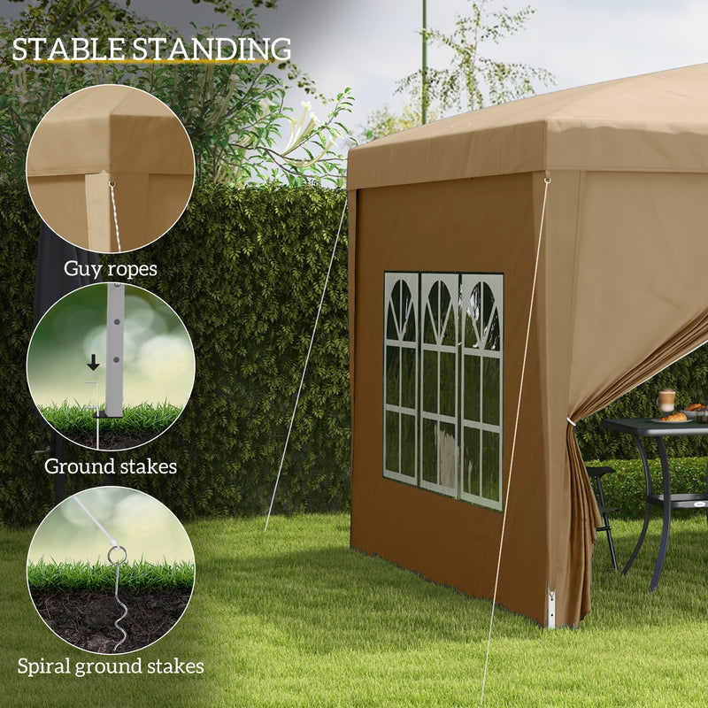 Khaki 3x3m Pop Up Gazebo Waterproof Outdoor Shelter With Carry Bag by Outsunny