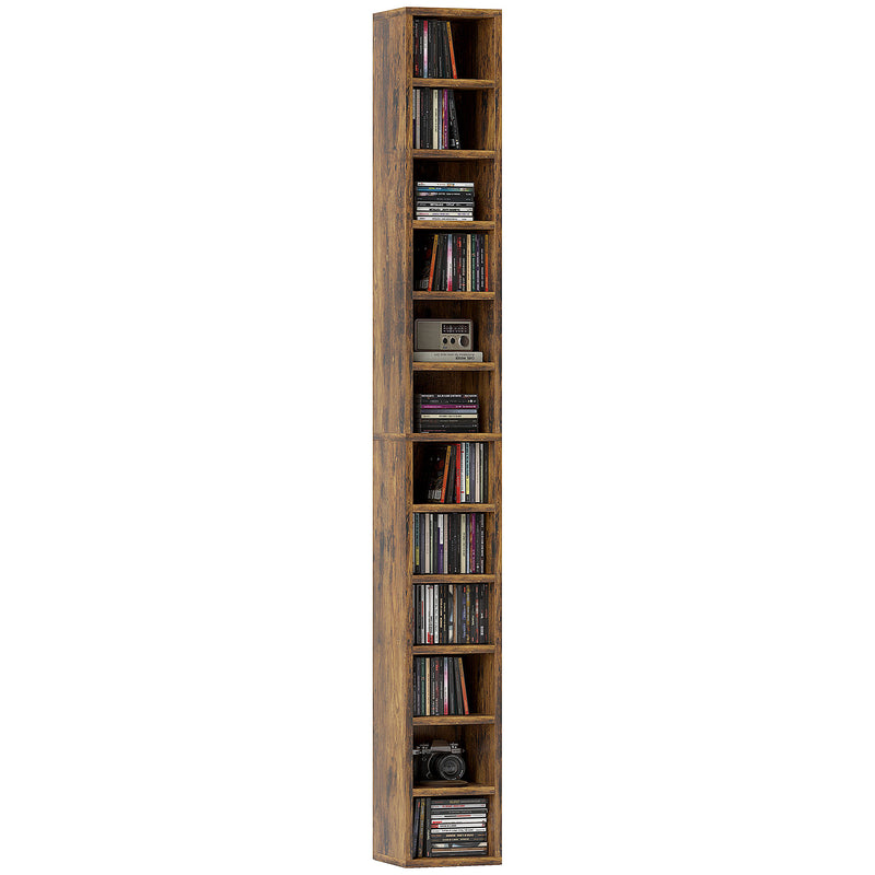 Tall Narrow CD Media Storage Tower Rustic Brown by HOMCOM
