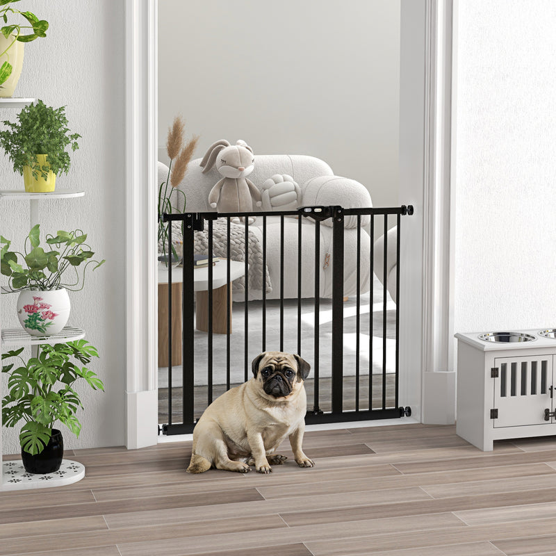 Extra Wide Adjustable Dog Safety Gate for Doorways and Stairs 74 to 94cm Black