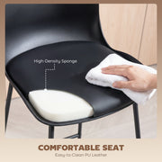 Set of 2 Bar Stools with Cushioned Seat and Easy Clean Surface for Kitchen Black AOSOM