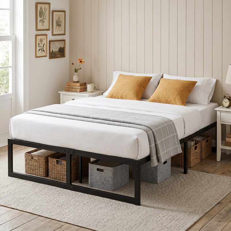 Small Double Bed Frame with Underbed Storage Space for Compact Bedrooms Black