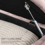 Semi Circle Storage Ottoman Bench With Tufted Seat For Bedroom Or Hallway, Pink