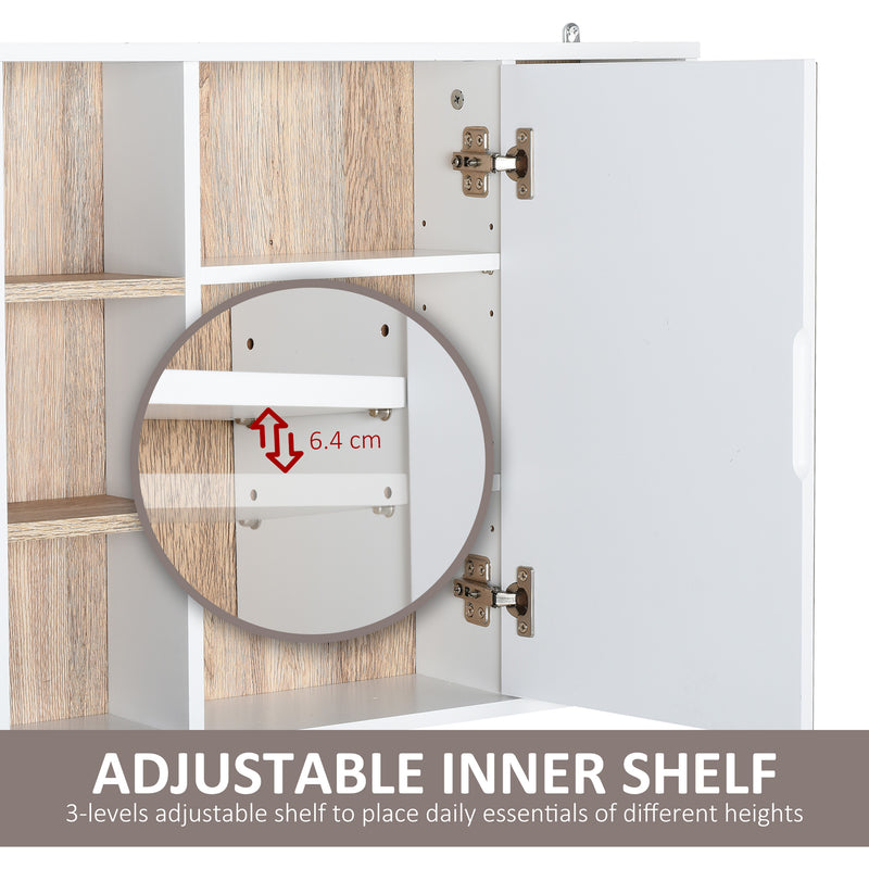 Wall Mounted Bathroom Mirror Cabinet With Adjustable Shelf For Extra Storage, White
