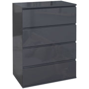 High Gloss 4 Drawer Chest of Drawers with Spacious Storage for Bedroom Use Grey