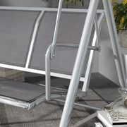 Light Grey 3 Seater Metal Garden Swing Chair With Canopy For Patio Relaxation Outsunny