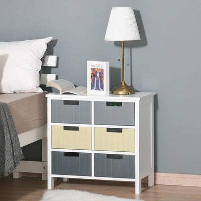 6 Drawer Chest of Drawers Storage Cabinet – Small Space Bedroom & Hallway Organiser Homcom