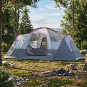 6 Person Family Camping Tent with Removable Rainfly, Mesh Windows, Easy Setup, Grey