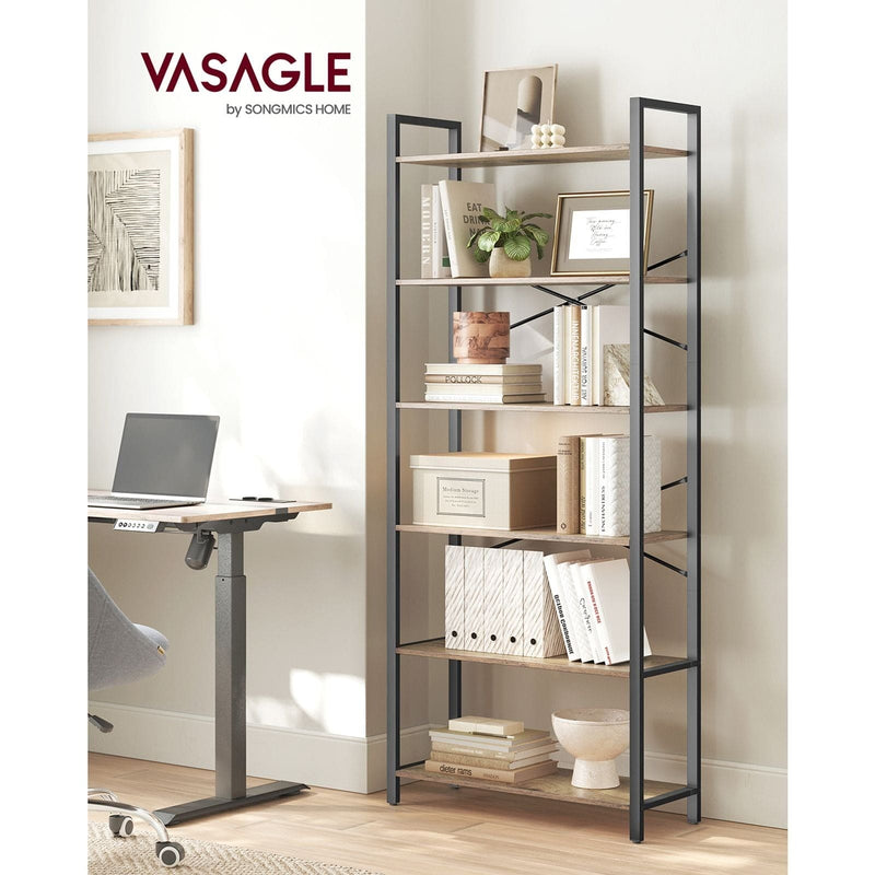 Vasagle Industrial Freestanding Bookshelf With 6 Shelves For Books, Pictures and Trinkets