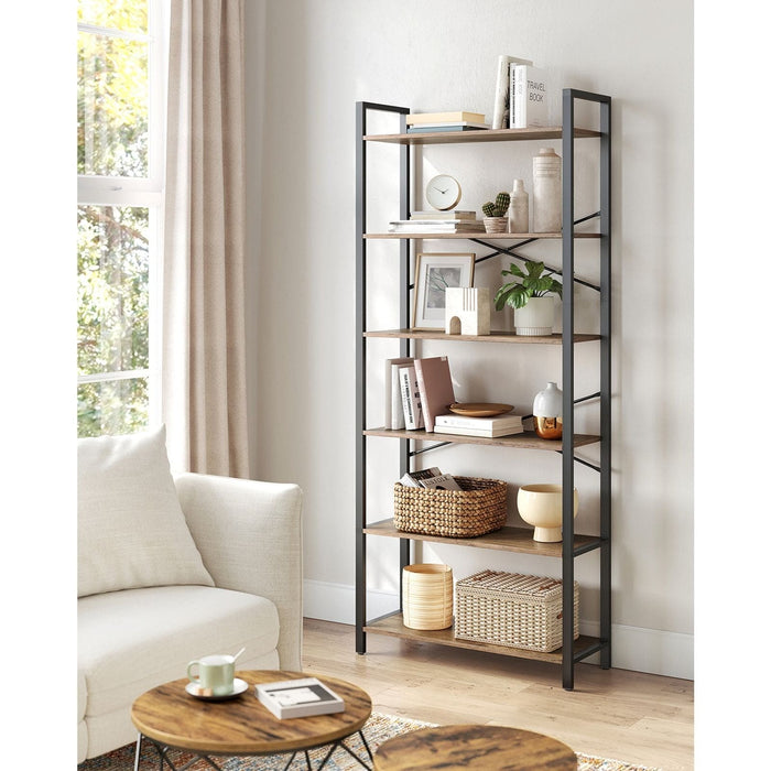 Image of a Industrial Freestanding Bookshelf With 6 Shelves by Vasagle Furniture.