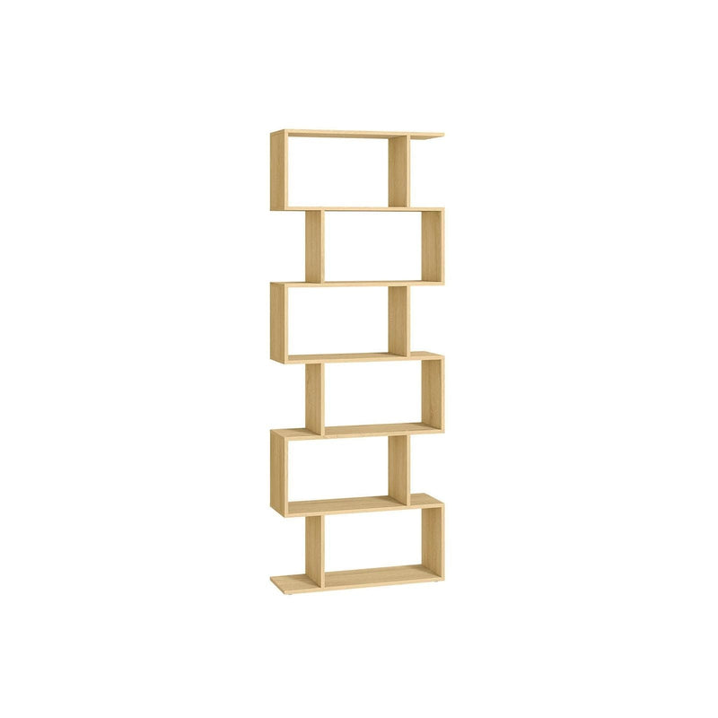 Oak 6 Tier Freestanding Geometric Bookcase by Vasagle