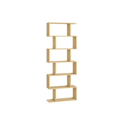Oak 6 Tier Freestanding Geometric Bookcase by Vasagle