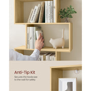 Oak 6 Tier Freestanding Geometric Bookcase by Vasagle