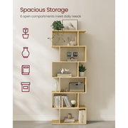 Oak 6 Tier Freestanding Geometric Bookcase by Vasagle