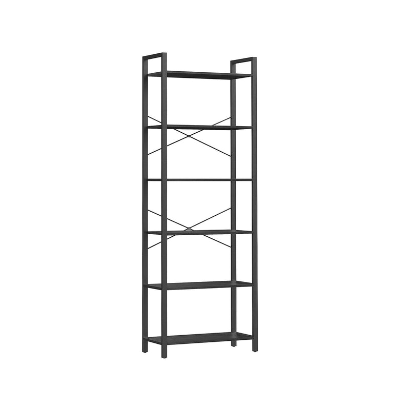 Vasagle Black 6 Tier Tall Narrow Bookcase For Living Room, Home Office