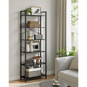 Vasagle Black 6 Tier Tall Narrow Bookcase For Living Room, Home Office