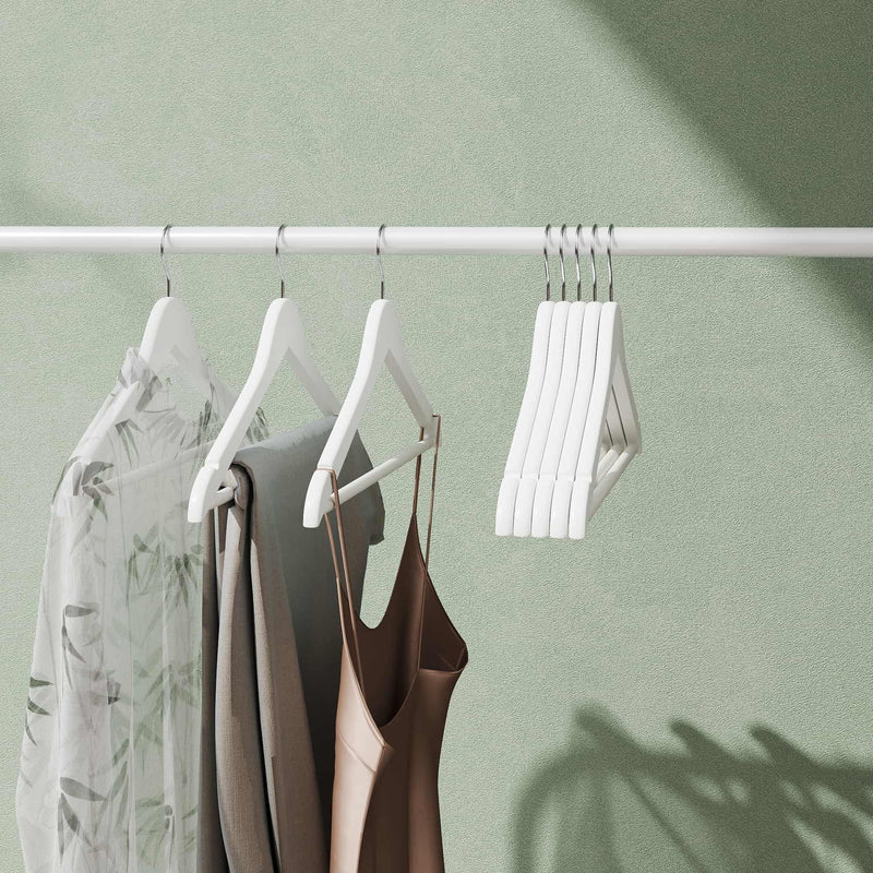 White Wooden Clothes Hangers Set of 20 Durable Coat Hangers for Wardrobes by Songmics