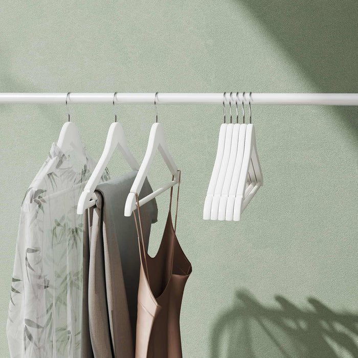 White Wooden Clothes Hangers Set of 20 Durable Coat Hangers for Wardrobes by Songmics