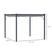 Grey 3x3m Aluminium Gazebo with Retractable Roof for Garden by Outsunny