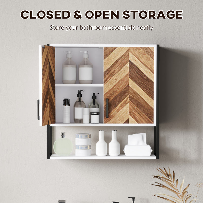 Walnut Wall Mounted Bathroom Cabinet With Adjustable Shelf and Double Doors by HOMCOM
