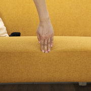 Yellow 2 Seater Velvet Feel Sofa With Thick Padding and Wooden Legs by HOMCOM