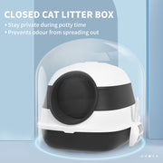 Foldable Cat Litter Box with Lid Scoop and Deodoriser for Odour Control, Black