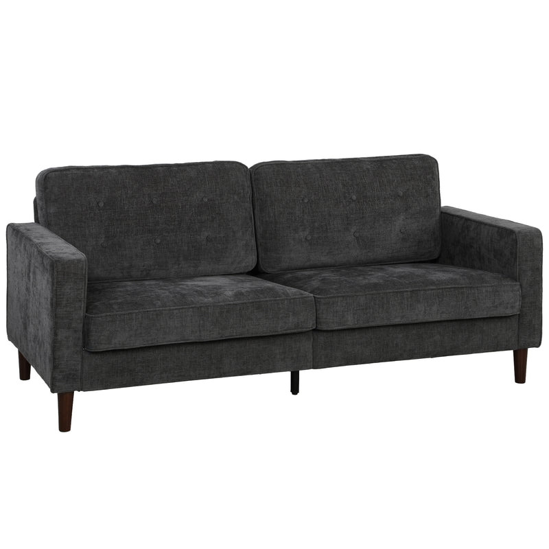 3 Seater Sofa for Family Lounging with Deep Cushions and Velvet Upholstery Dark Grey