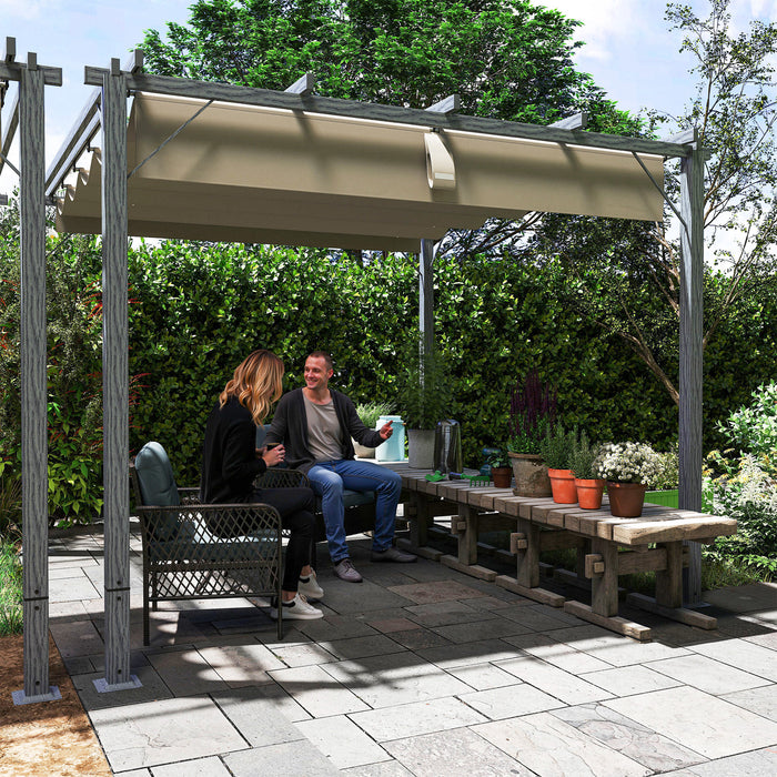 Grey 3 x 3 m Retractable Roof Pergola for Garden and Patio by Outsunny