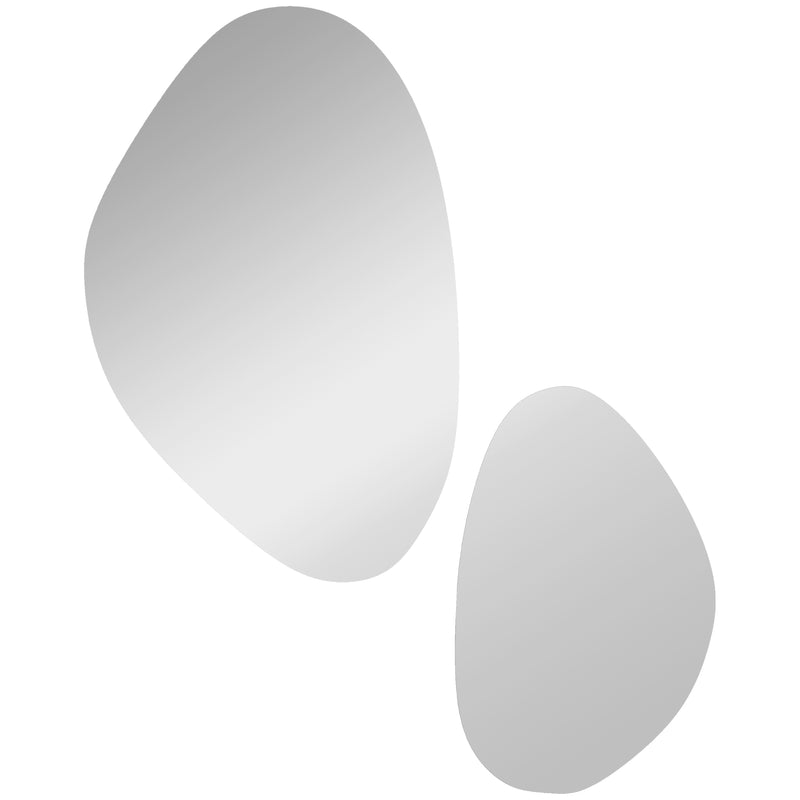 Set of 2 Decorative Pebble Wall Mirrors Ideal for Hallways or Bedrooms Gold Tone AOSOM
