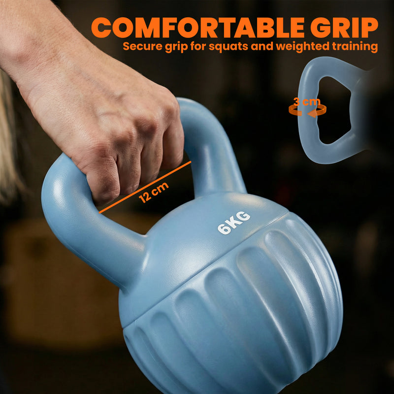 Kettlebell for Safe Home Strength Training with Anti Slip Handle 6 kg Blue AOSOM