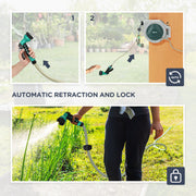 Retractable 30m Wall Mounted Hose Reel With Auto Rewind and 7 in 1 Spray Nozzle by Outsunny AOSOM