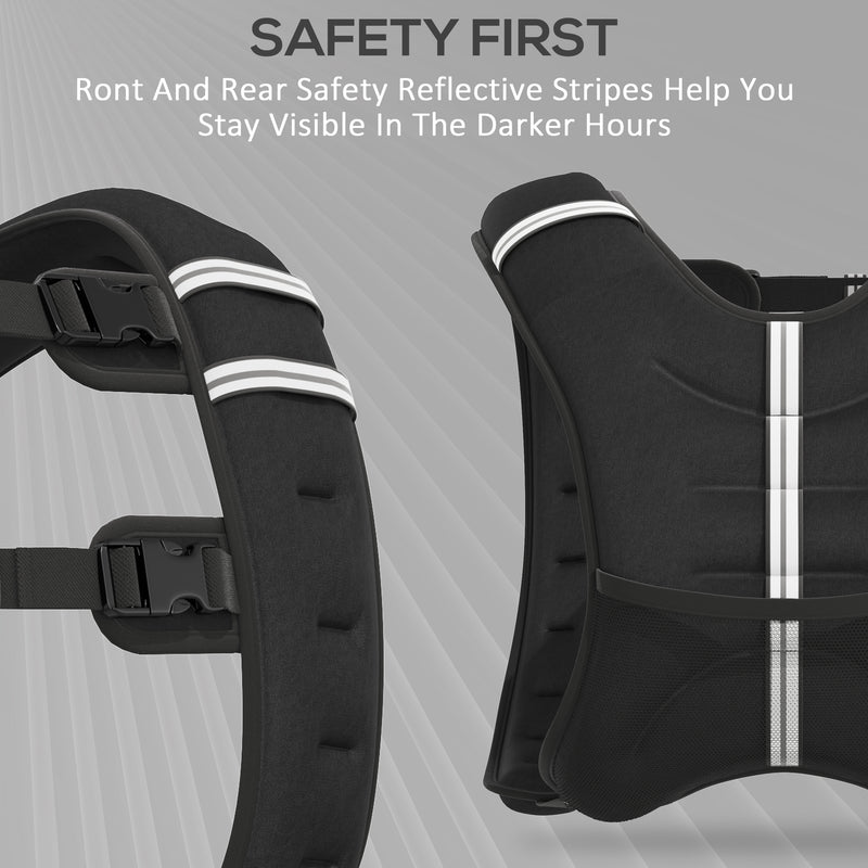 8kg Weighted Running Vest with Adjustable Straps and Reflective Strips for Training Black AOSOM