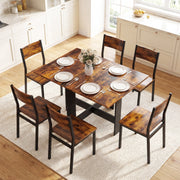Folding Dining Table for Small Spaces Seats Up to 6 Converts to Desk Rustic Brown Black AOSOM