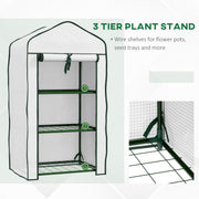 White Three Tier Compact Mini Greenhouse for Plants and Seedlings by Outsunny