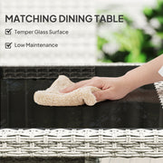 4 Seater Rattan Patio Dining Set With Cushions and Glass Table by Outsunny