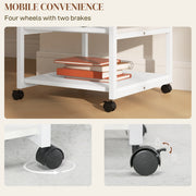 Three Tier Steel Printer Trolley with Lockable Wheels for Home Office Use, White