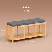 Shoe Storage Bench with Padded Seat for Hallway Organisation Natural Wood Finish AOSOM