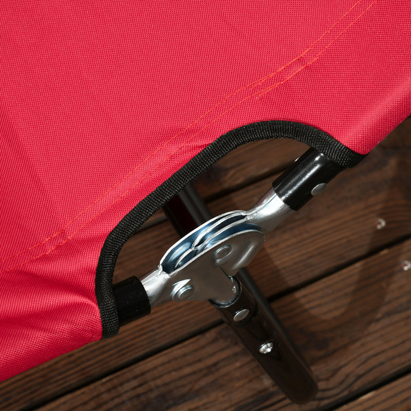 Set of 2 Folding Sun Loungers with 5-Position Adjustable Backrest Wine Red by Outsunny