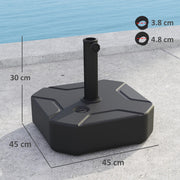 Square Garden Parasol Base Heavy Duty Umbrella Stand Holds Up to 25kg Black by Outsunny