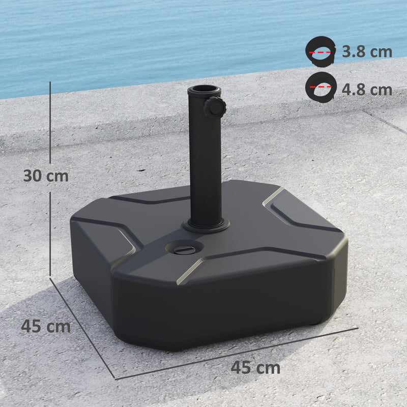 Square Garden Parasol Base Heavy Duty Umbrella Stand Holds Up to 25kg Black by Outsunny