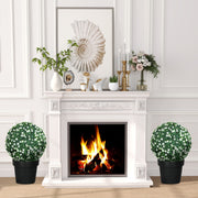 Set of Two Artificial Boxwood Ball Plants for Indoor or Outdoor Display White AOSOM