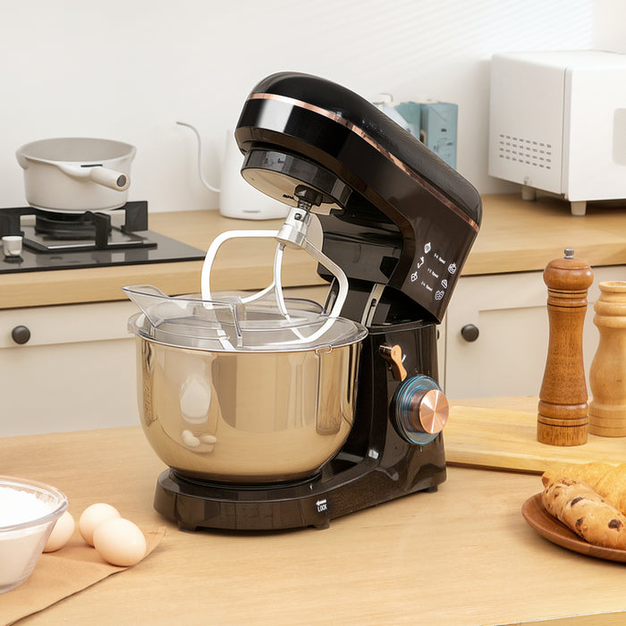 Black 1400W Stand Mixer 5L for Baking with 6 Speeds Pulse Dough Hook and Whisk by HOMCOM