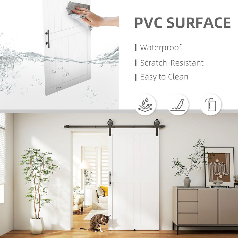 Sliding Barn Door Kit for Quiet Space Saving Room Separation White
